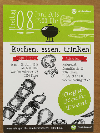 Degu-Event Kochen. Essen. Trinken